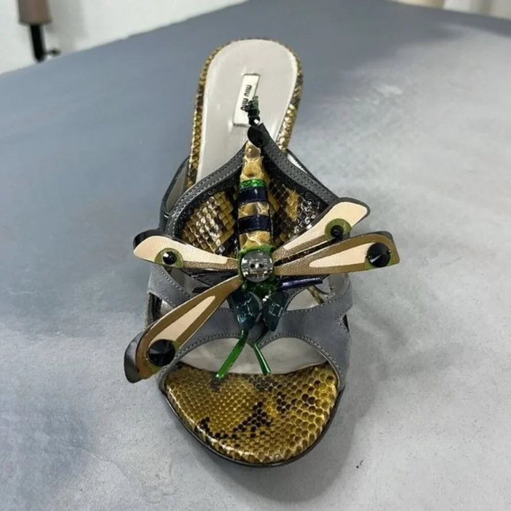 MiuMiu AW 2008 DragonflySlide Mules Heels - Picture 2 of 12